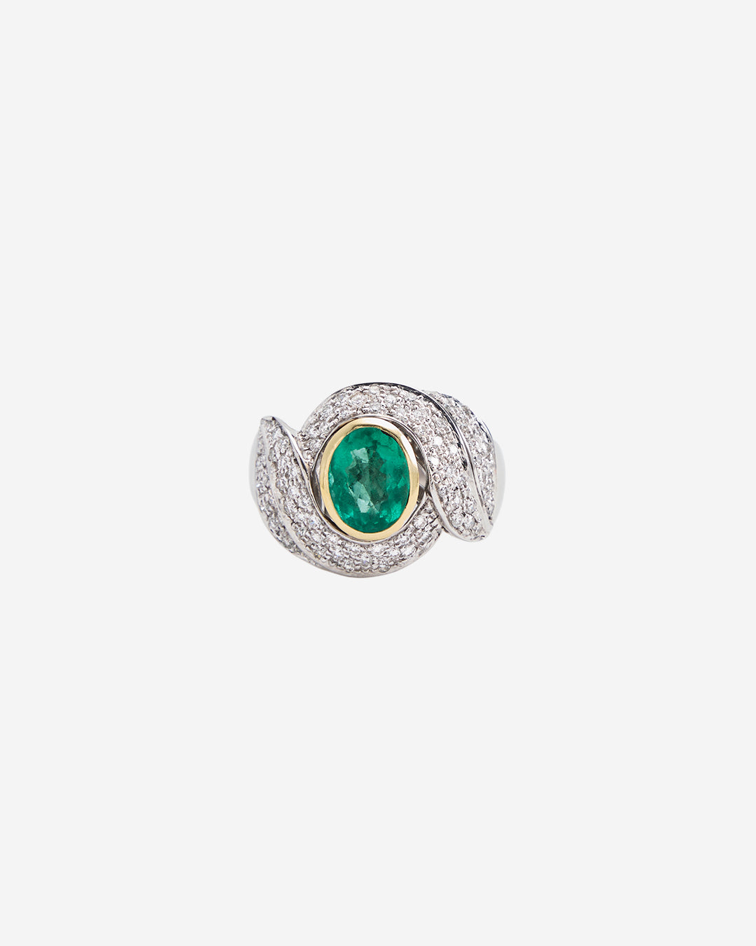 Maison Verde Diamond & Emerald Ring 13.4 g 18K White Gold