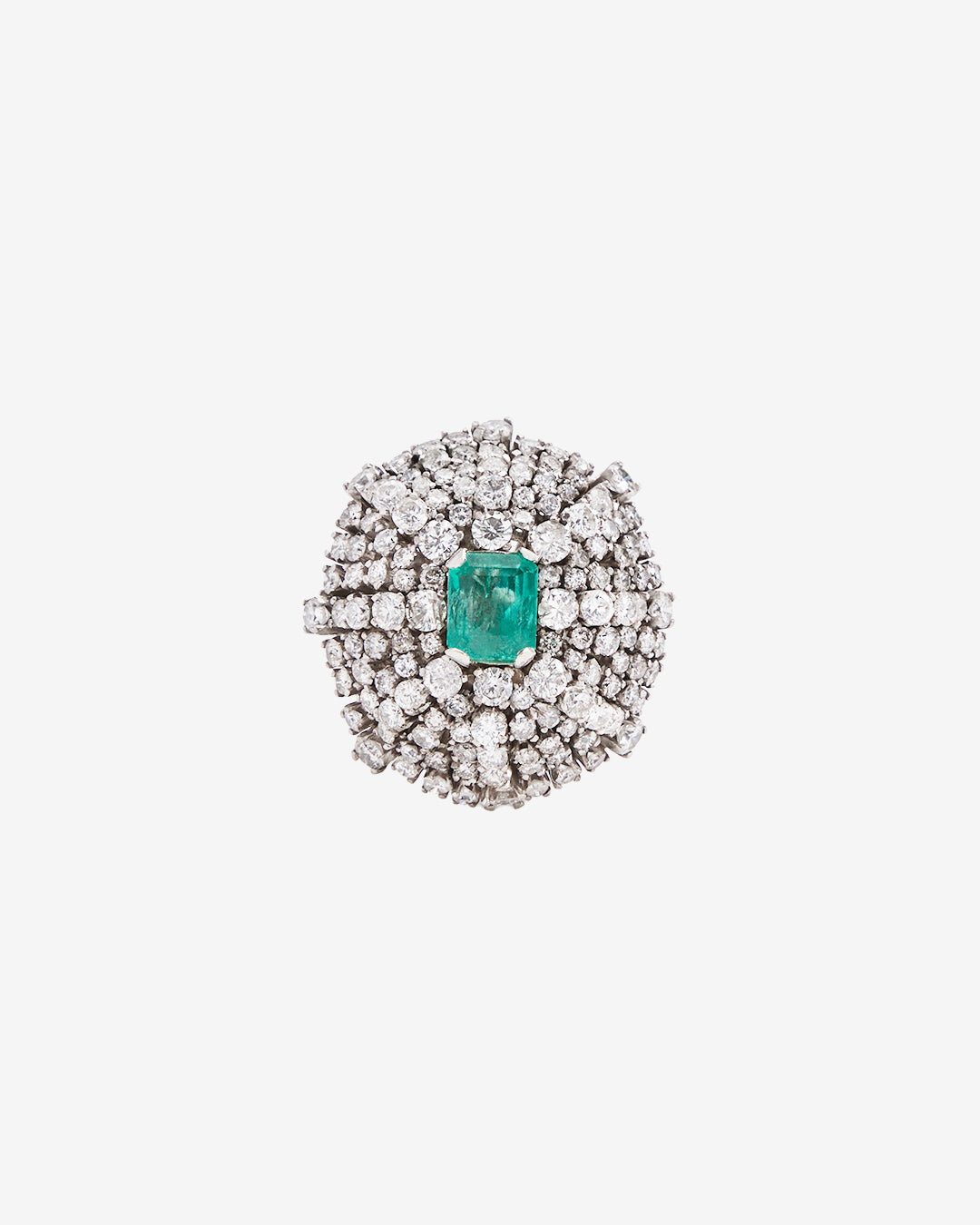 Jardin Diamond & Emerald Ring 14.4 g 18K White Gold
