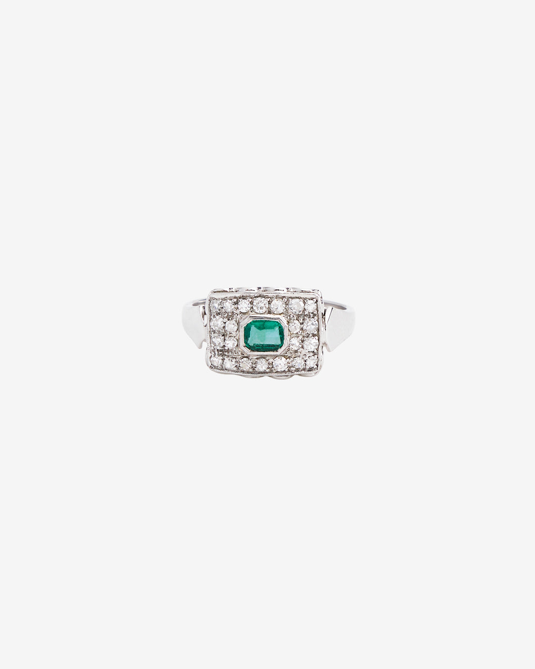 Emerald Icon Diamond & Emerald Ring 4.9 g 18K White Gold
