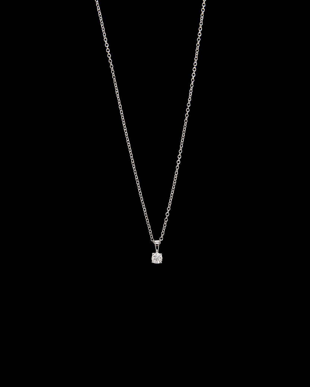 Lunette Diamond Pendant Necklace 1.63 g 18K White Gold