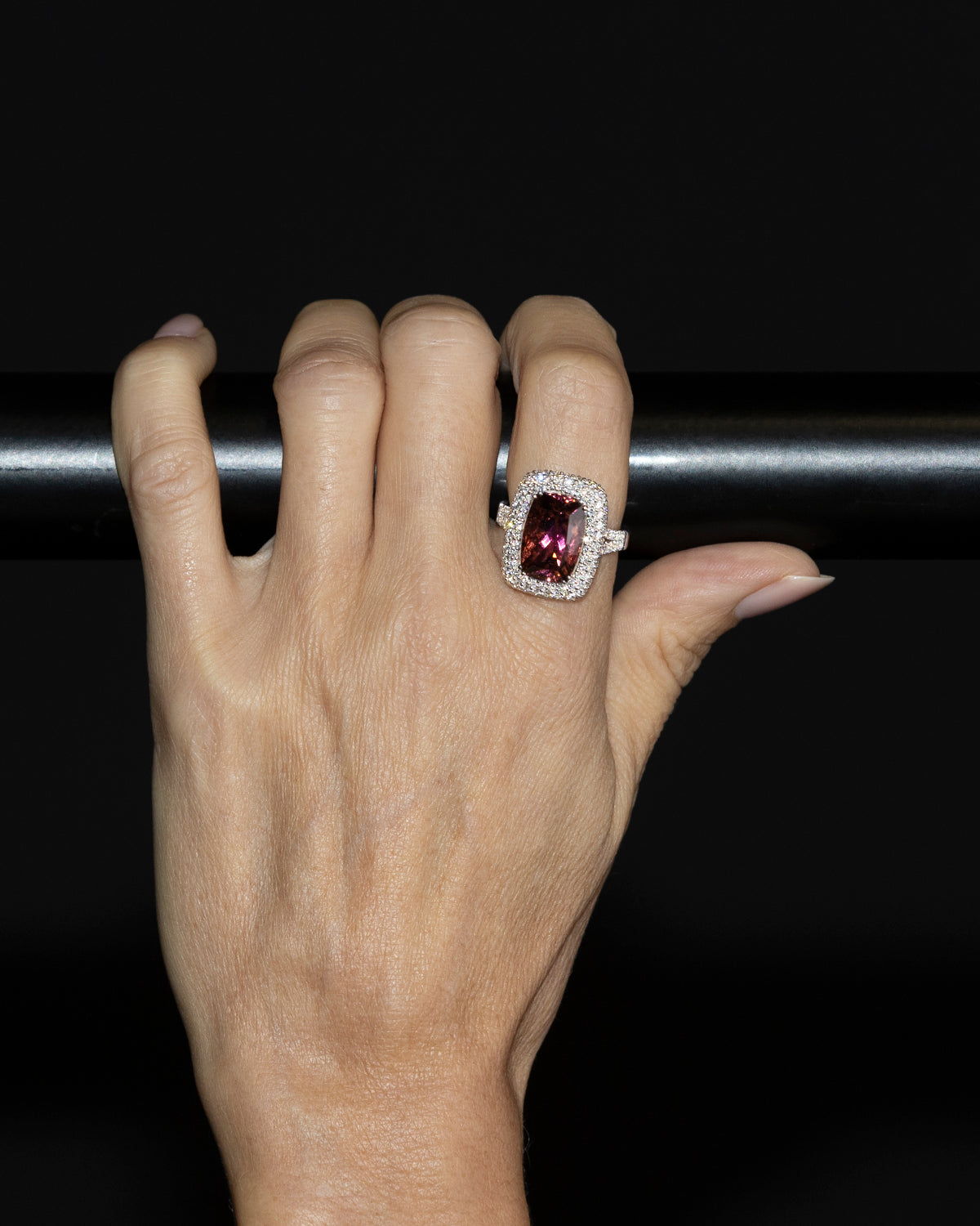 Pink Tourmaline & Diamond Vintage Ring