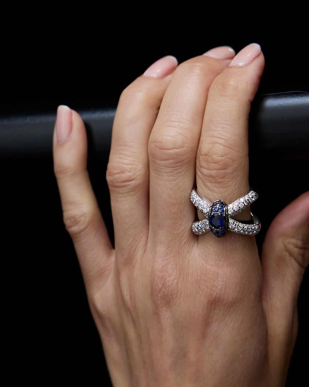 Velora Sapphire Diamond Ring 18K White Gold