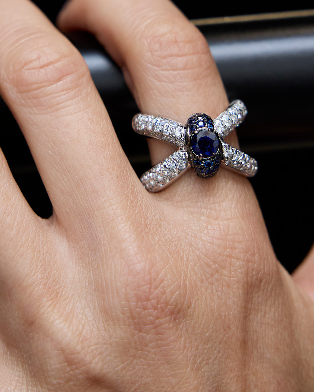 Velora Sapphire Diamond Ring 18K White Gold